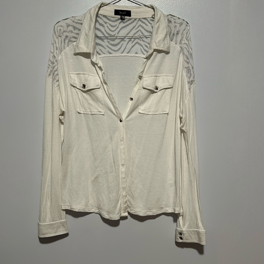 White button up top with lace